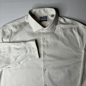 MICHAEL KORS Slim Fit Comfort Stretch Dress Shirt Mens XL 17.5 32/33 Ecru Beige